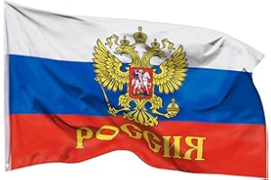 PHENO FLAGS Russland Flagge 90x150cm mit Adler - wetterbeständige Fahne mit Messingösen, 100% Polyester, robuste Doppelnaht & in lebendigen Farben - ideal für Flaggen-Liebhaber