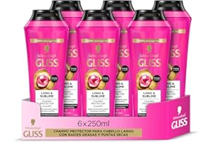 Gliss - Champú para pelo largo con raíces grasas - Long&Sublime - 6 uds de 250ml