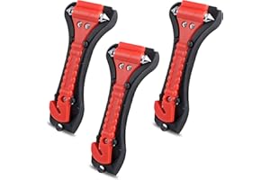 JSMTKJ 3 Piezas Cortador de cinturón de seguridad y martillo rompecristales de emergencia 2 en 1 Herramienta de Escape de Emergencia para Ventanas y Cinturones de Seguridad