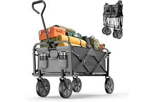 ‎TOBOLI Wózek ręczny Toboli składany offroad szary, składany wózek ręczny o ładowności do 100 kg, składany wózek ręczny na plażę, do ogrodu, na zakupy