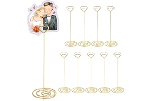 HomWanna Table Number Holders 10Pcs - 8.75 inch Heart Shaped Place Card Holder Tall Table Number Stands for Wedding Party Graduation Reception Restaurant Home Centerpiece Decoration Memo (Gold)