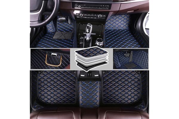 Romanbin Tapis de Sol Voiture Personnalisé pour 95% des Modèles de Véhicules | Tapis Anti-dérapant Tout Temps | Accessoires Intérieurs de Voiture Noir Bleu