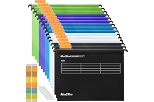 MerryNine Lot de 15 dossiers suspendus en polypropylène avec onglets et inserts de carte pour l'école, la maison, le travail et le bureau (Multicolore, A4)