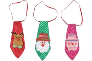 TOYANDONA 3pcs noël Enfants Cravate allument Fermeture éclair Cravate Paillettes garçons Lumineuse père noël Bonhomme de Neige cerf pré- pour la fête Fournitures fête du Banquet