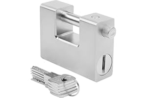AntDau71 - Lucchetto Corazzato Antiscasso da 1 Kg con 5 Chiavi - Acciaio Massiccio Temprato - Grillo Spesso 12 mm - Catenaccio Moto, Serranda, Cancello, Sicurezza Garage. Lunghezza 94mm
