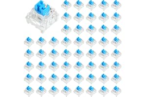 Cobee 54 st mekaniska tangentbordsbrytare, dammtät speltangentbordsklickare 3-stifts taktil tangentbordsbrytare ersättning transparent skal blå tangentbord taktil respons