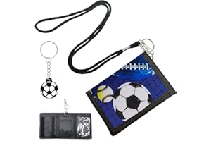 SwirlColor Portfele dla dzieci dla chłopców, Smycz Zippered Dziecięce portfele piłkarskie dla dzieci 9-12, z breloczkiem do piłki nożnej, Niebieska, Taglia Unica, nowoczesny