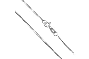 Aka Gioielli® - Cadena Barbada 1.3 mm Plata de Ley 925 Rodiada - Collar Mujer y Hombre Fina larga 35 40 45 50 55 60 65 70 80 cm