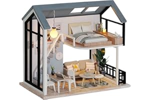 CUTEROOM Kit de casa de muñecas en Miniatura de Bricolaje Kit de Muebles y casa de muñecas de Madera Hechas a Mano Escala 1:24 Juguetes creativos de casa de muñecas Modelo de apartamento nórdico