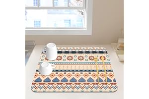 Avvrel Alfombrilla Escurreplatos, Súper Absorbente Alfombrilla Secado de Platos, Alfombrilla de Fregadero Secado Rápido, Drying Mat Antideslizante para Cafetera (40 x 50cm, Bohemia)