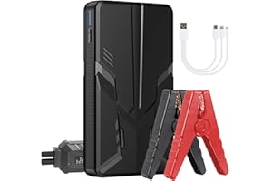 Coollia Starthilfe Powerbank 1500A 12V (Bis zu 5,0 L Benzin oder 2,0 L Diesel) Booster Auto starthilfe，Tragbare Auto Batterie mit USB Schnellladung LED-Taschenlampe und Intelligentes Starthilfekabel