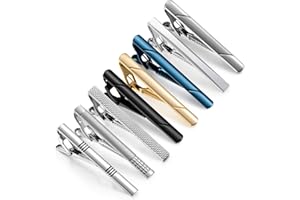 Wynameleri Multi-Pcs Tieclips Set for Men Tie Bar Clip Set for Regular Ties Necktie Wedding Business Clips with Box, Father's Day pre-sent, Silver Tie Bar & Gold Tie Clip for Men