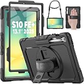 m.tk moveteck Samsung Galaxy Tab S10 FE Plus 13.1 in&ccedil; ile Uyumlu Tablet Kılıfı, S Pen Kalem B&ouml;lmeli, Askılı, Siyah