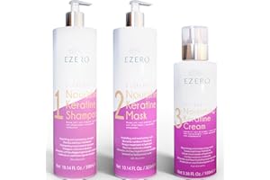 Ezero Tratamiento Keratina Cabello Perfecto Como Tratamiento Hidratante Cabello - Con Champu Keratina, Mascarilla Pelo De Keratina Y Serum Pelo Keratina - Ayuda A Alisador De Pelo Y Alisado Keratina