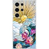 PrintiFy Samsung Galaxy S25 Ultra ile Uyumlu Vitray Okyanus Sabahı Tasarımlı Şeffaf Silikon Kılıf