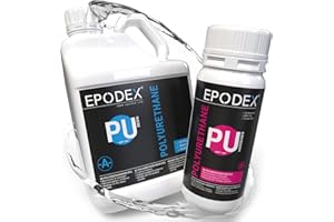 EPODEX Resina poliuretanica 2K|PU in opaco|accessori per arte, artigianato e poliuretano|resina|trasparente o in 33 colori PU|set resina poliuretanica, A0. Trasparente Senza Primer, 5, 5m² (0, 55kg)
