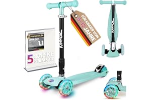 ‎KINNAZ kinnaz Two, Roller für Kinder ab 5 Jahre, faltbar, stufenlos Höhe einstellbar, LED Räder, Ersatzteilservice, Kinderroller, Scooter, 6 7 8 9 Jahre, Schulkind, Junge Mädchen