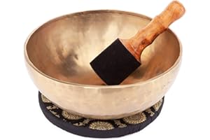 Bodhi Tibetische Klangschale Ø 30 cm | Handgefertigtes Klangschalen Set inkl. Kissen & Klöppel | Singing Bowl aus Indien | Ideal als spirituelles Geschenk | Meditationszubehör aus Bronze