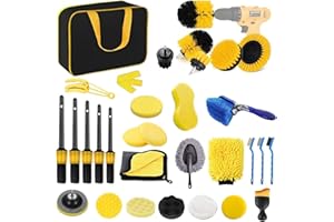 DYUEE Car Detailing Kit 31Pcs Car Cleaning Kit Interior Exterior Car Care Detailing Set Car Duster Polishing Pads Set for Cleaning Car Motorcycle Bike Wheels Engine Emblems Leather Dashboard Air Vent