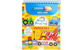 BOOKOLI LIMITED Vehicles Magic Painting Book | Water Colouring Books for Children | Travel Toys for Toddlers | Mess Free Colouring | Cars Activity Book Age3 Years +