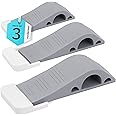 Wundermax Door Stoppers - Rubber Security Wedge for Bottom of Door on Carpet, Concrete, Tile, Linoleum & Wood - Heavy Duty Door Stop - Home Improvement - 3 Pack - Gray