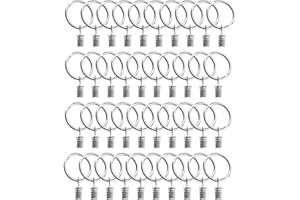 ‎AMZMUKAUP Vorhangstangenring-Clips, 40 Stück Vorhang Clip Gardinenstange 35mm Vorhang Clips Aufhänger-Clips mit Ösen von Gardinen in Küche, Bad, Schlafzimmer, Wohnzimmer, Balkon (Silber)