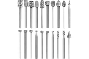 LEMLIN 20 PCS Fräser Holz Set Kompatibel mit Dremel,Bohrer Set für Holzschnitzerei,Gravieren und Fräsen,1/8" (3mm) Schaft,Hochleistungs Frässtifte für DIY Holzbearbeitung