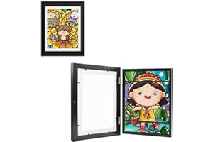 Zueyen Kunstrahmen für Kinder, Frontöffnung, austauschbar, A4-Kunstwerk, Gemälde, Kinder-Aufbewahrungsregal, Büro und Zuhause, 21,1 x 30 cm, Schwarz