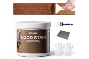 MOLLOR Teinture pour bois à base d'eau, Huile bois finitions multiples - Intérieur/extérieur, Séchage rapide, Faible odeur (500g, Teck avec outils)