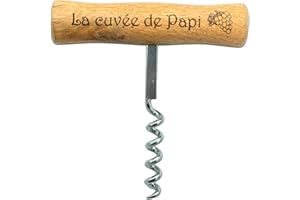 ERNESTINE - Tire bouchon Papi - Idée cadeau personnalisée pour homme, grand père, anniversaire, fête des grands pères, Noël - sommelier en bois avec gravure - cadeau papi - tire bouchon professionnel