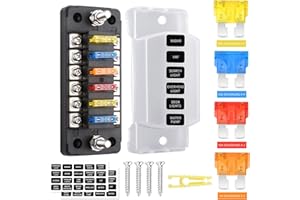 JINYUAN 6 Fach Sicherungshalter, 12 Volt Sicherungsblock ATC/ATO KFZ Sicherungskasten 12 Sicherungen Flachsicherungen ohne LED-Anzeige Positiver Negativer für DC 12V/24V Auto LKW Boot VAN SUV Marine Fahrzeug