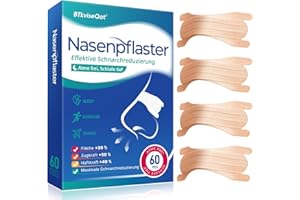 BTKVISEQAT Nasenpflaster Schnarchen 60 Stück Schnarchstopper Nose Strips Anti Schnarch Lösung Nasenstrips für Bessere Atmen & Sport Nasal Strips Effektive Schnarchen Stopper Gegen Schnarchen Schnarchpflaster