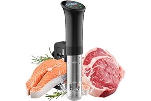 OUSFOT Sous Vide Roner Cucina, 0,1°C Controllo preciso della temperatura, Cottura Bassa Temperatura, Circolazione Dell'acqua 3D Con Ricette, Adatto a una Dieta Sana e Povera di Grassi,Nera