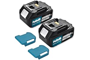 FUGUIB Batería de repuesto para Makita BL1860B BL1850B BL1840 BL1830 BL1860B BL1815 BL1835 BL1860B BL1845 BL1850 194205-3 LXT-400, batería de herramienta de 18V con LED (2×5,5Ah/5500mAh)
