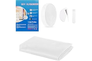 XWUX Zanzariera per finestre, zanzariera tagliabile per finestre, zanzariera senza forare con velcro, zanzariera e zanzariera per finestre (Bianco, 150 cm x 200 cm)