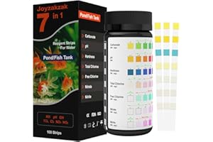 Joyzakzak 7 in 1 Wassertest Aquarium, 100 Stück Teststreifen Aquarium, Aquarium Wassertes für Süßwasser, Fischteich, genaue Prüfung der pH-Wert, Nitrit, Nitrat, Chlor, Karbonat, Härte