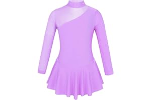 Freebily Vestido de Danza Patinaje sobre Hielo para Niña Leotardo de Manga Larga Maillot de Gimnasia Rítmica Competición Vestido de Bailarina Ballet