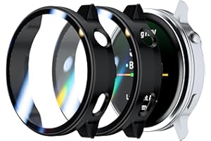 Rojeuinn 2 Stück Hülle für Garmin Venu 4 45mm Schutzhülle mit Displayschutz, Hard PC 360° Rundum Anti Kratz Anti Staub Ultradünne Schutzhülle-Schwarz