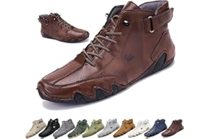 OVERHIL1S Botas Altas de Ante Italianas Hechas a Mano for Hombres, Zapatos Beck Botas de Moda Informales Impermeables Antideslizantes Zapatos descalzos cómodos y livianos for Exteriores for Caminar y Conducir