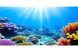 MIRRORANG 61x41cm Acquario Subacqueo Sfondo Luce del Sole Blu Mare Colorato Barriera Corallina Mondo Sottomarino Pesce Serbatoio Poster Sfondo