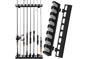 ‎THKFISH THKFISH Rutenständer Angelruten Angelrutenstände Angelrutenhalter Wand Vertikale/horizontale Angelrutenhalter für die Wandmontage A grau-vertikaler Rutenständer zur 8 Ruten