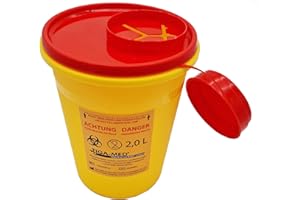 TIGA-MED Kanülen Abwurfbehälter | 5 Stück | 2 Liter / 2000ml | Kanülenbox Entsorgungsbox Kanülensammelbox Kanülensammler Nadelabfallbehälter