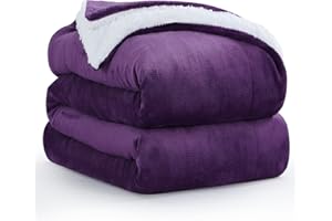 Aisbo Manta Sofa Invierno Polar - Mantas para Cama 135 150 Gruesa Calentita Manta de Sofá Suave y Caliente con Borreguito, Reversible de Franela y Borrego Violeta 220x240 Grande, Sherpa Blanket