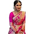 Sugathari Women's Banarasi Saree Pure Kanjivaram Silk Saree Soft new ladies 2023 Design Wear Pattu Sarees Latest Cotton Party Sari collections With Blouse Piece for Wedding sadi (PARI 164 WINE)