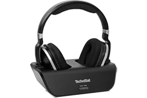 TechniSat STEREOMAN 2 V2 Wireless 2.4 GHz Wireless Headphones for Televisions and Music Systems with Docking Station, AUX-in, Audio Input Optical Black
