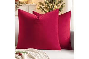 MIULEE Copricuscini di Natale Divano Camera da Letto Cuscini Arredo Fodere Arredamento Casa Federe Moderni Morbido Resistente in Velluto con la Cerniera Invisibile 2 Pezzi Rosso Brillante 40X40 CM