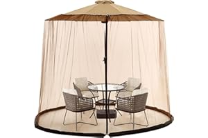 Mingfuxin Patio Umbrella Mosquito Netting - Universal Outdoor Screen Mesh with Zipper for Garden, Camping, Market and Cantilever (Mesh Only)