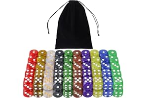 SLAKOZYT Set di Dadi Acrilici Opachi a 6 Facce da 16 mm per Giochi da Tavolo, Giochi di Dadi, Giochi di Matematica, Con Sacchetto di Velluto Gratuito (100 Dadi perlati)