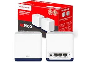 Mercusys Halo H1900G(2-Pack) - AC1900 Mesh Wi-Fi, Doble Banda, Cobertura hasta 350 m², 3× Gigabit Puerto por Unidad, MU-MIMO, Beamforming, Control Parental, Smart Connect