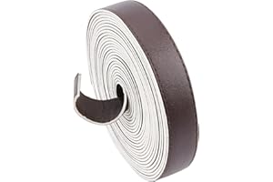 GORGECRAFT Bandes de Cuir Double Face de 5m de Long 20mm de Large Cordon en Cuir Plat de 2mm D'Épaisseur Bord Cousu à la Main Fils en PU pour Fabrication de Ceintures et de Poignées Brun Coco